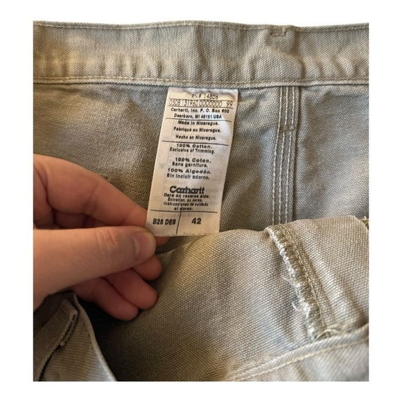 Carhartt Original Fit Carpenter Shorts- Gray/Khaki color. - Picture 7 of 7